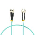 3m ST/UPC ST/UPC OM3 Multimode Duplex OFNR 2.0mm Aqua Fiber Optic Patch Cable - Image 2