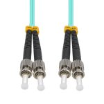 3m ST/UPC ST/UPC OM3 Multimode Duplex OFNR 2.0mm Aqua Fiber Optic Patch Cable - Image 3