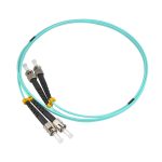 3m ST/UPC ST/UPC OM3 Multimode Duplex OFNR 2.0mm Aqua Fiber Optic Patch Cable - Image 4