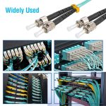 3m ST/UPC ST/UPC OM3 Multimode Duplex OFNR 2.0mm Aqua Fiber Optic Patch Cable - Image 5
