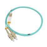 1.5m LC/UPC SC/UPC OM4 Multimode Duplex Aqua Fiber Optic Patch Cable - Image 4