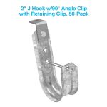 2" Ceiling Mount J Hook with Retaining Clip, 50-Pack - Image 3