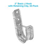 2" Wallmount J Hook with Retaining Clip, 50-Pack - Image 3