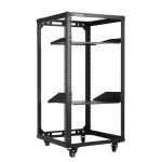 20U 4-Post Wall Mount Open Frame Rack, Side Mount, Floor-Standing w/ Casters Flat Box