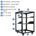 20U 4-Post Wall Mount Open Frame Rack, Side Mount, Floor-Standing w/ Casters Flat Box - Image 4