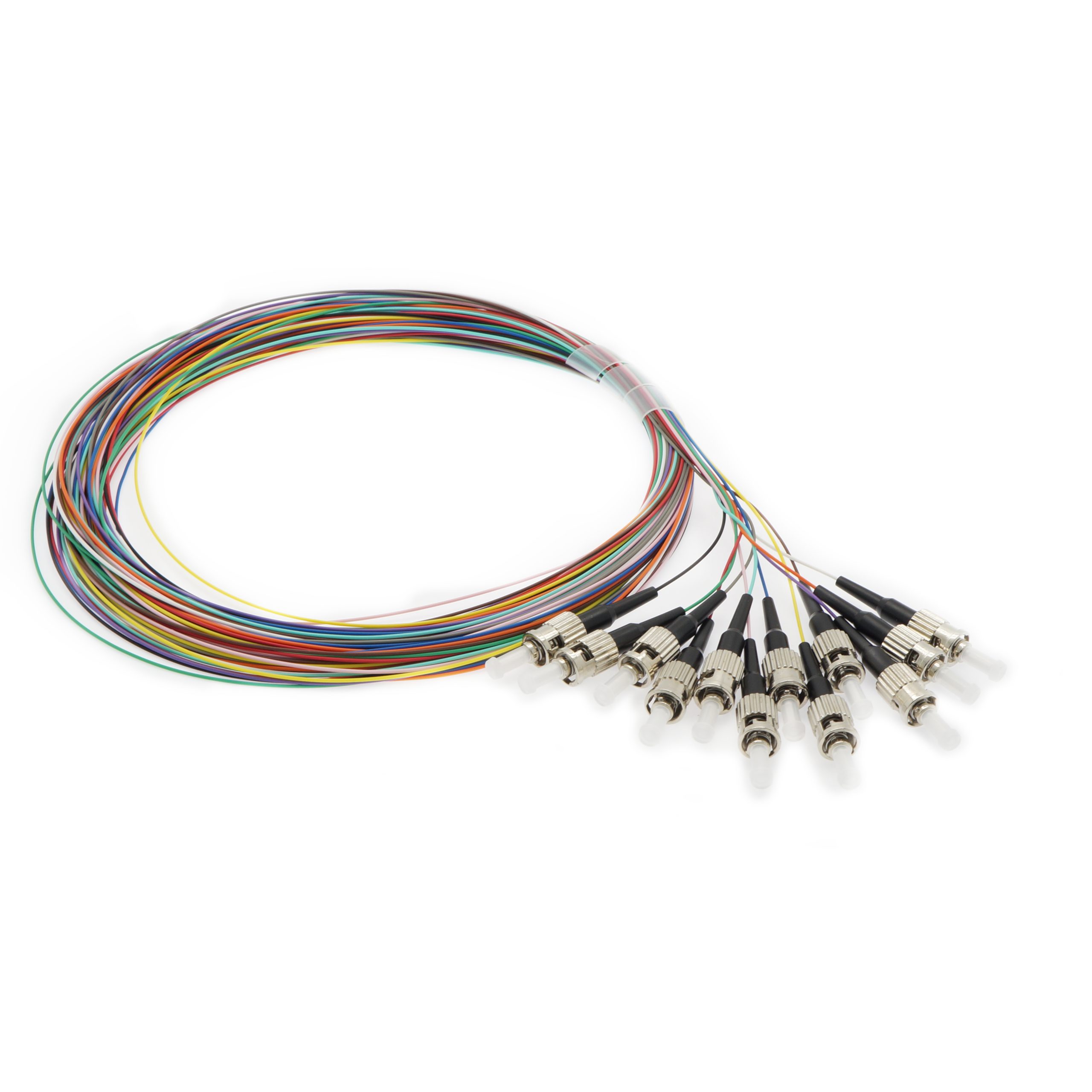 12-Pack 3m ST/UPC Singlemode LSZH 0.9mm Multicolor Pigtail 12-Pack 3m ST/UPC Singlemode LSZH 0.9mm Multicolor Pigtail - Image 1