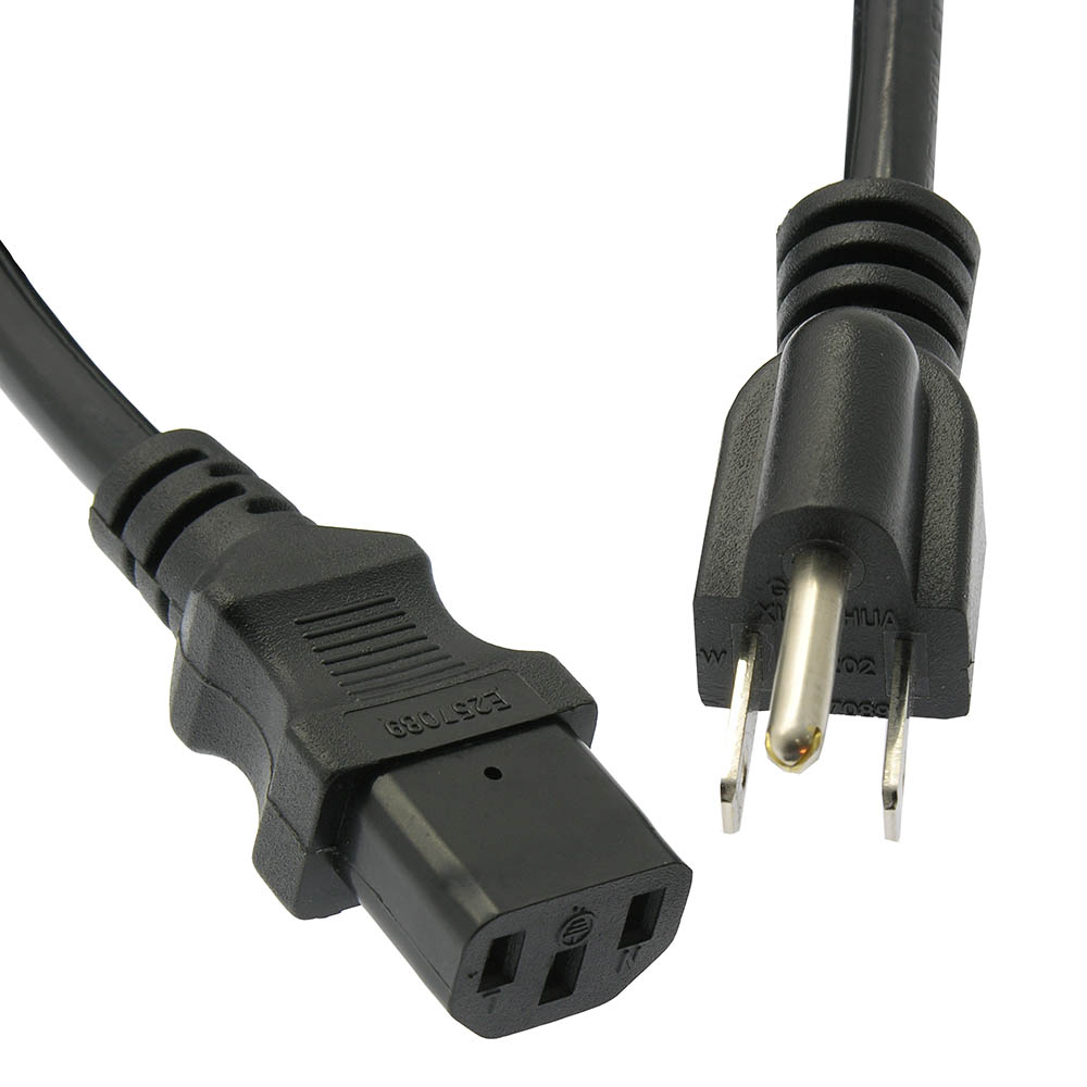 6Ft Computer Power Cord 5-15P to C-13 Black / SJT 16/3 6Ft Computer Power Cord 5-15P to C-13 Black / SJT 16/3 - Image 1