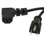 3Ft Computer Power Cord 5-15P to C-13 Right Angle Black / SVT 18/3 - Image 2