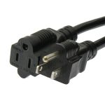 3Ft Power Cord 5-15P to 5-15R Black / SJT 16/3