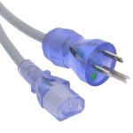 6Ft Hospital Grade Power Cord 5-15P to C13 SJT 18/3 Clear Blue