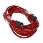 100ft 12/3 SJTW Red Extension Cord,Black Plug