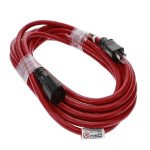 25ft 12/3 SJTW Red Extension Cord,Black Plug