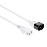 2Ft Power Extension Cord C13 to C14 White/SJT 14/3