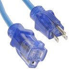 25Ft 14/3 SJTW Blue Power Extension Cord Lighted Clear Blue Plug - Image 2