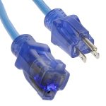 25Ft 14/3 SJTW Blue Power Extension Cord Lighted Clear Blue Plug - Image 3