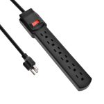 3Ft 6-Outlet Surge Protector 14AWG/3, 15A, 90J Black - Image 2