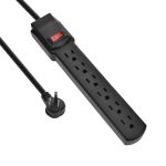 3Ft 6-Outlet Surge Protector 14AWG/3,15A, 90J Black Right Angle Plug - Image 2