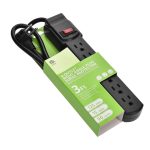 3Ft 6-Outlet Surge Protector 14AWG/3,15A, 90J Black Right Angle Plug - Image 5