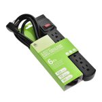 6Ft 6-Outlet Surge Protector 14AWG/3,15A, 90J Black Right Angle Plug - Image 5