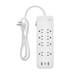 3Ft 8-Outlet Surge Protector 2USB-A+1USB-C,14AWG/3, 15A, 2450J White