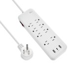 3Ft 8-Outlet Surge Protector 2USB-A+1USB-C,14AWG/3, 15A, 2450J White - Image 2