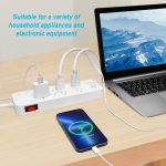 3Ft 8-Outlet Surge Protector 2USB-A+1USB-C,14AWG/3, 15A, 2450J White - Image 4
