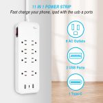 3Ft 8-Outlet Surge Protector 2USB-A+1USB-C,14AWG/3, 15A, 2450J White - Image 5