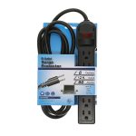 12Ft 6-Outlet Surge Protector 14AWG/3, 15A, 90J Black - Image 2