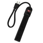 1.5 Ft 6-Outlet Surge Protector 14AWG/3 15A, 90J Black
